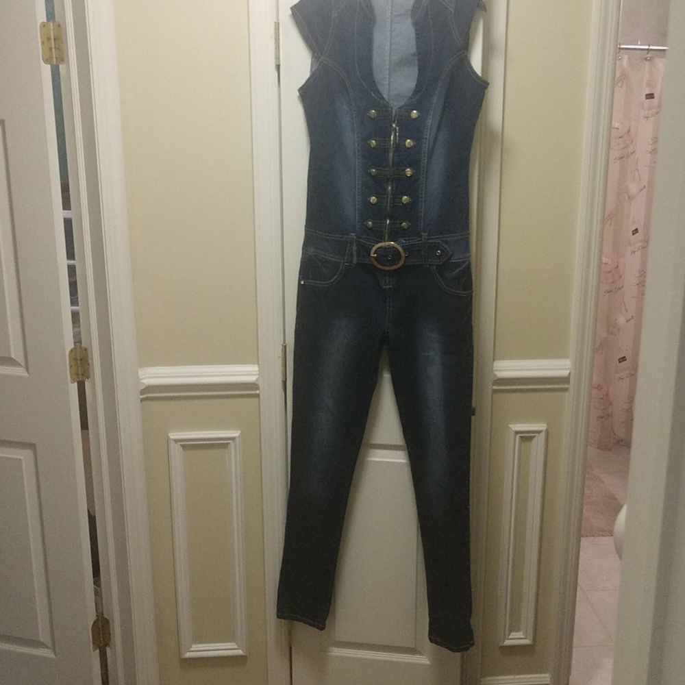 Denim stretch jumpsuit - Picture 6 of 10